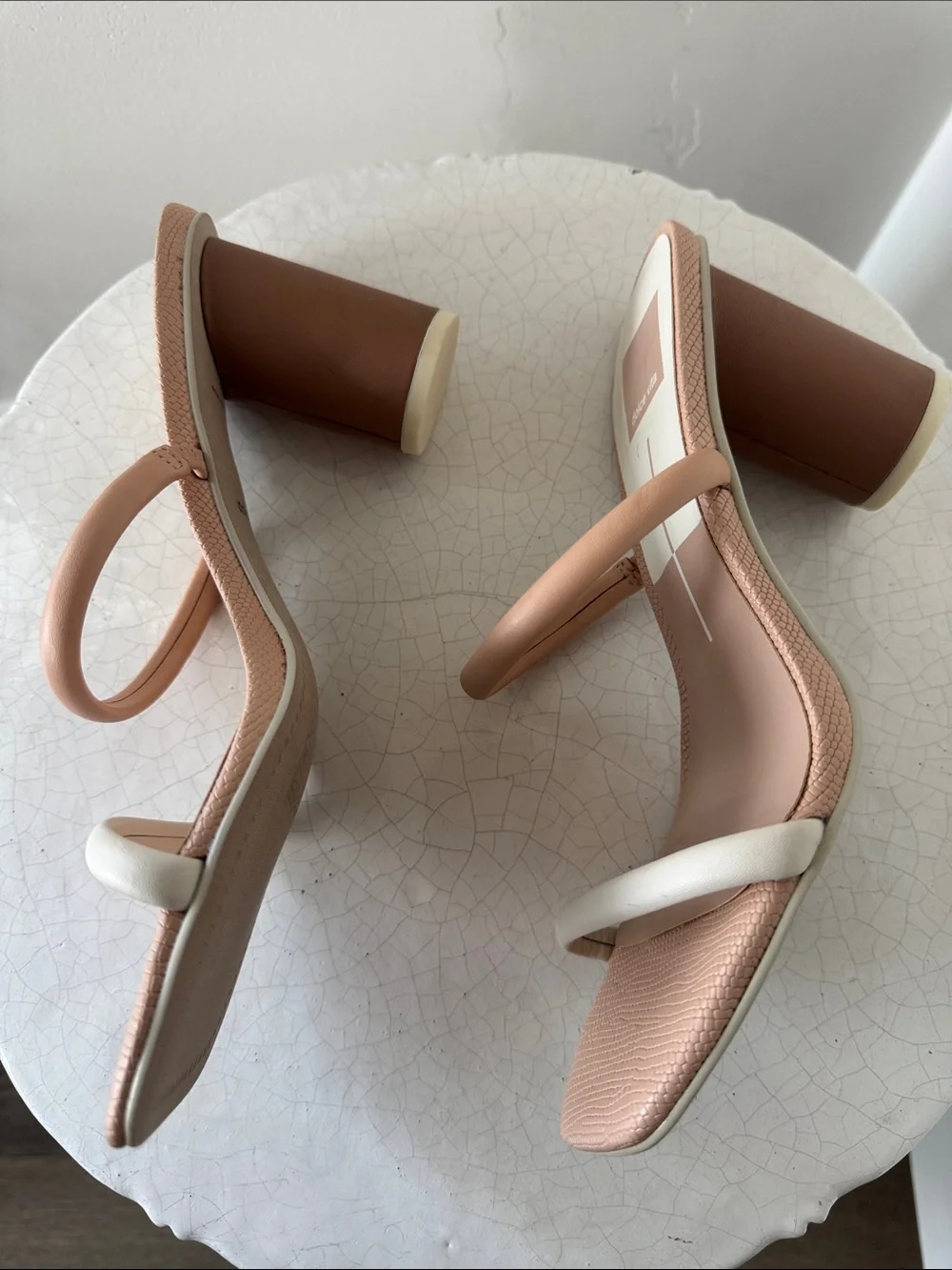 Dolce Vita NOLES Sand and Cream Double-Strap Rounded Block Heel Sandals